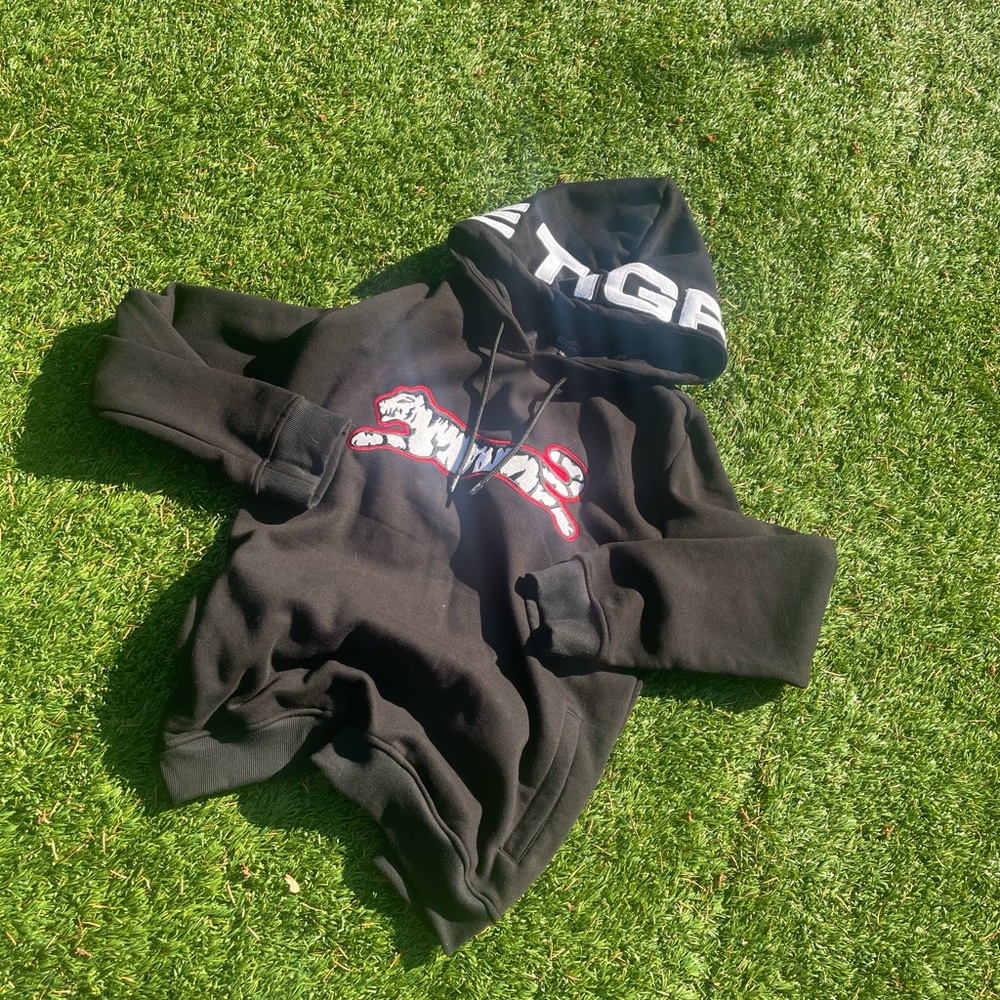 Le Tigre Black Hoodie with Red Logo Mens size L